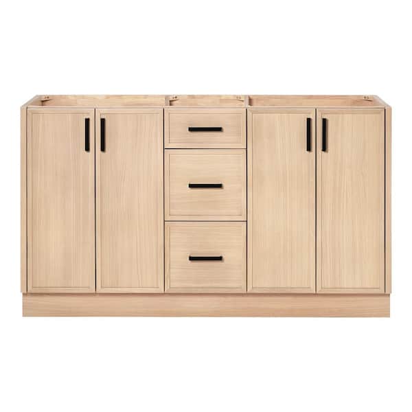 ARIEL Kelly 60 in. W x 21.5 in. D x 34.5 in. H Bath Vanity Cabinet without Top in Oak