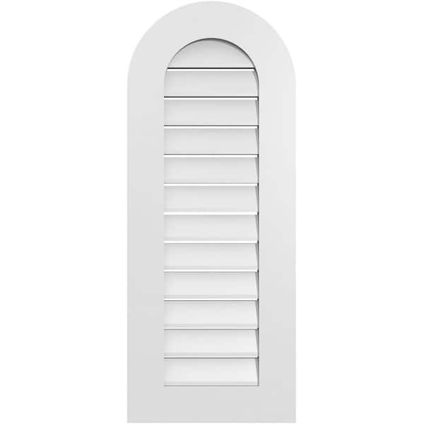 Ekena Millwork 16 in. x 40 in. Round Top Surface Mount PVC Gable Vent: Functional with Standard Frame