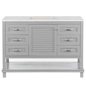 Eastbourne 49 in. W x 19 in. D Bath Vanity in Sterling Gray with Stone Effects Vanity Top in Pulsar with White Sink