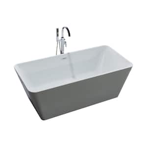 67 in. Acrylic Oval Clawfoot Freestanding Bathtub in Brushed Nickel Overflow and Drain in White