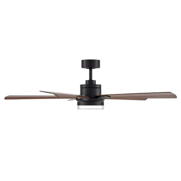 Radiant 64 in. Smart Indoor/Outdoor Matte Black/Distressed Koa Ceiling Fan Selectable 5CCT Integrated LED Acrylic Diffus