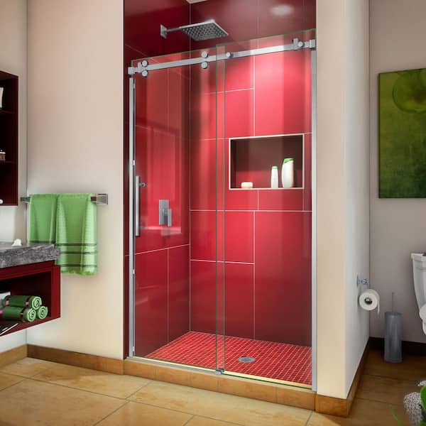 DreamLine Enigma Sky 44 to 48 in. W x 76 in. H Frameless Sliding Shower Door in Brushed Stainless Steel