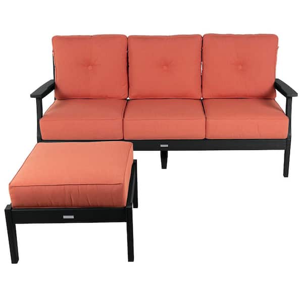 Highwood Lehigh 2Pc Black Recycled Plastic Outdoor Deep Seating