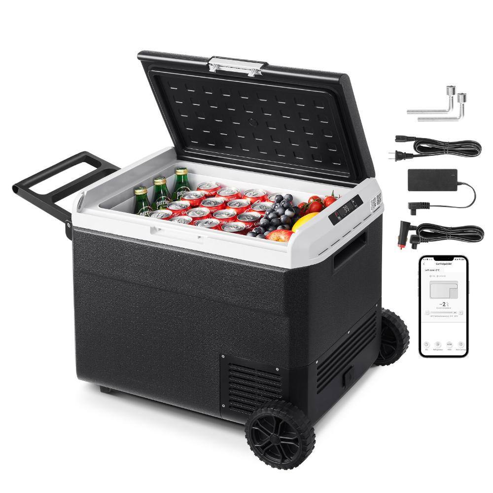 60L Portable Car Refrigerator Freezer with Wheels and Handle, -4Â°F to 68Â°F, 12/24V DC and 100-240V AC