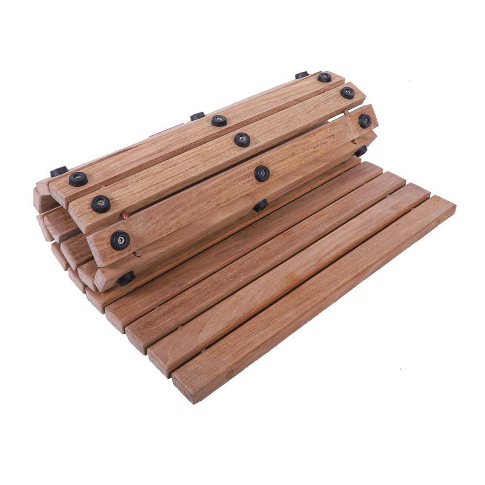 Nordic Teak 23.62" x 15.75" Shower and Bath Mat with Rubber Feet