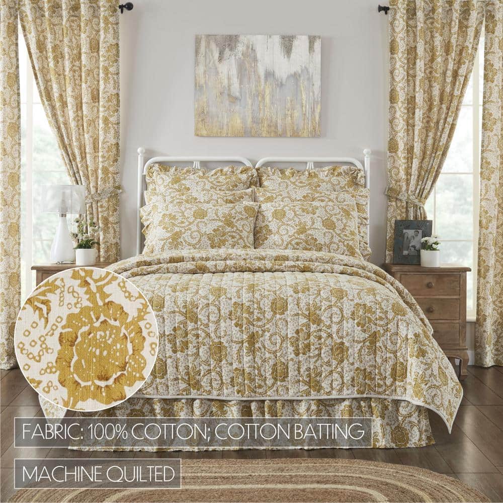 Dorset Gold Floral Twin Cotton Reversible Quilt