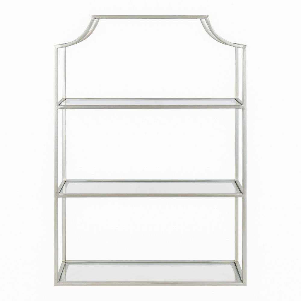 Silver Scalloped 4-Tier Glass Wall Shelf