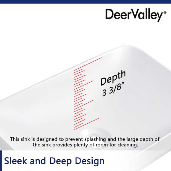 DEERVALLEY 19 in. L x 13 in. W Rectangular Bathroom Ceramic
