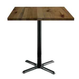 Urban Loft 36 in. Square Natural Solid Wood Bistro Table with X-Shaped Black Steel Frame (Seats 4)