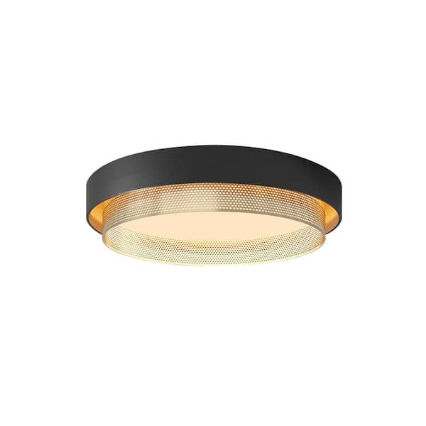 Lumin Integrated LED 20 in.W Black Minimalist Dual-Round Flush Mount Low Profile Ceiling Light with Acrylic for Kitchen