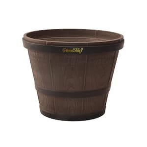 Barrel 15.2 in. W x 11.8 in. H Chocolate Indoor/Outdoor Resin Decorative Planter 1-Pack