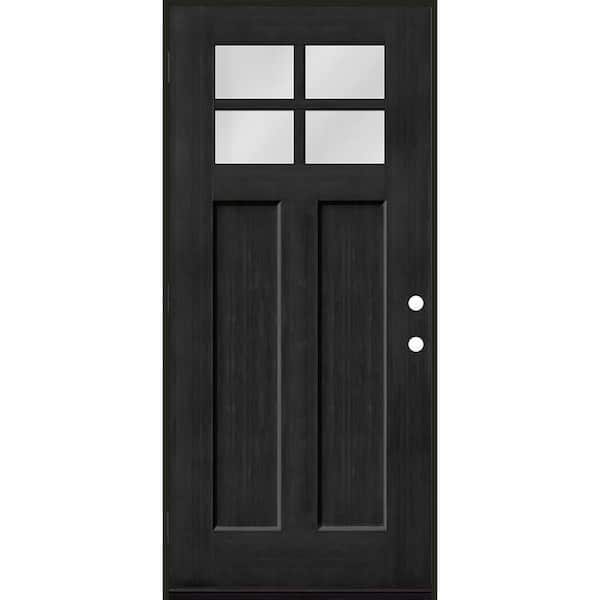 Regency 36 in. x 80 in. 4 Lite 1/4 Toplite RHOS Clear Glass Onyx Stained Fir Grain Fiberglass Prehung Front Door