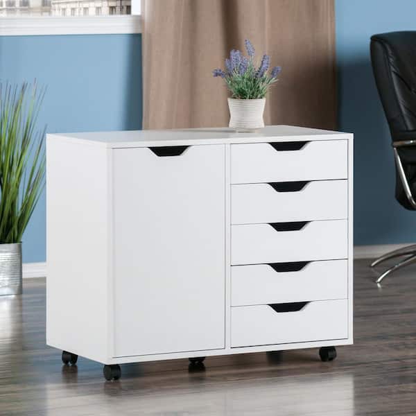 Halifax 5-Drawer 26.3 in. Side Storage Mobile Cabinet, White
