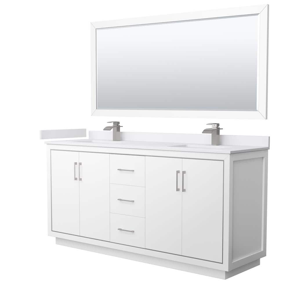 Icon 72 in. W x 22 in. D x 35 in. H Double Bath Vanity in White with White Cultured Marble Top and 70 in. Mirror price history on PriceWatchPro