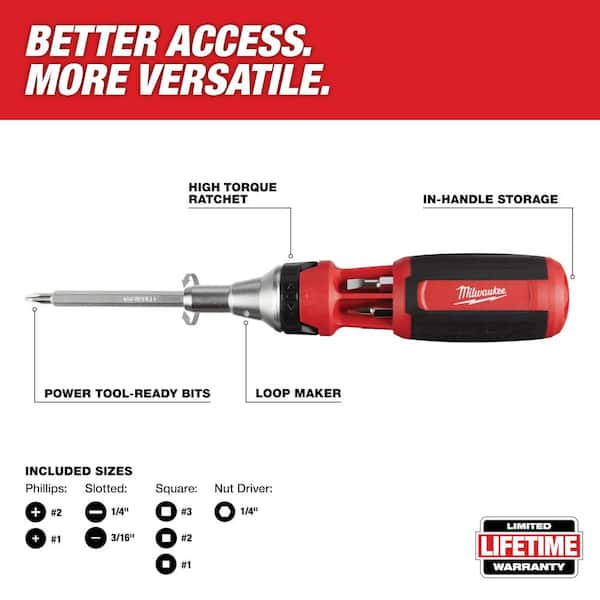 9-in-1 Square Drive Ratcheting Multi-Bit Screwdriver