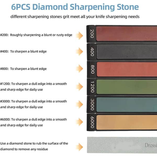 Diamond Sharpening Stone Set for Knife Sharpening, 6 -Pieces