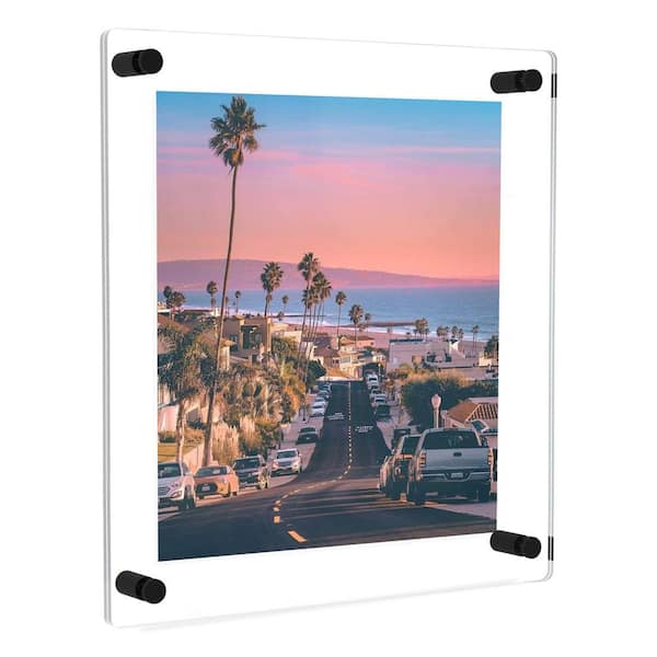 Fab Glass and Mirror 15 in. W. x 21 in. Rectangular Double Acrylic Picture Frame Black Wall Mounted Magnet Best 11 in. W. x 17 in. Art Size