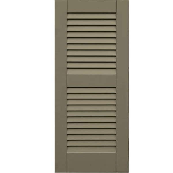 Winworks Wood Composite 15 in. x 35 in. Louvered Shutters Pair #660 Weathered Shingle