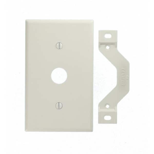 Leviton 1-Gang 0.625 in. White Phone/Cable Plastic Strap Mount Standard Wall Plate (1-Pack) 88037