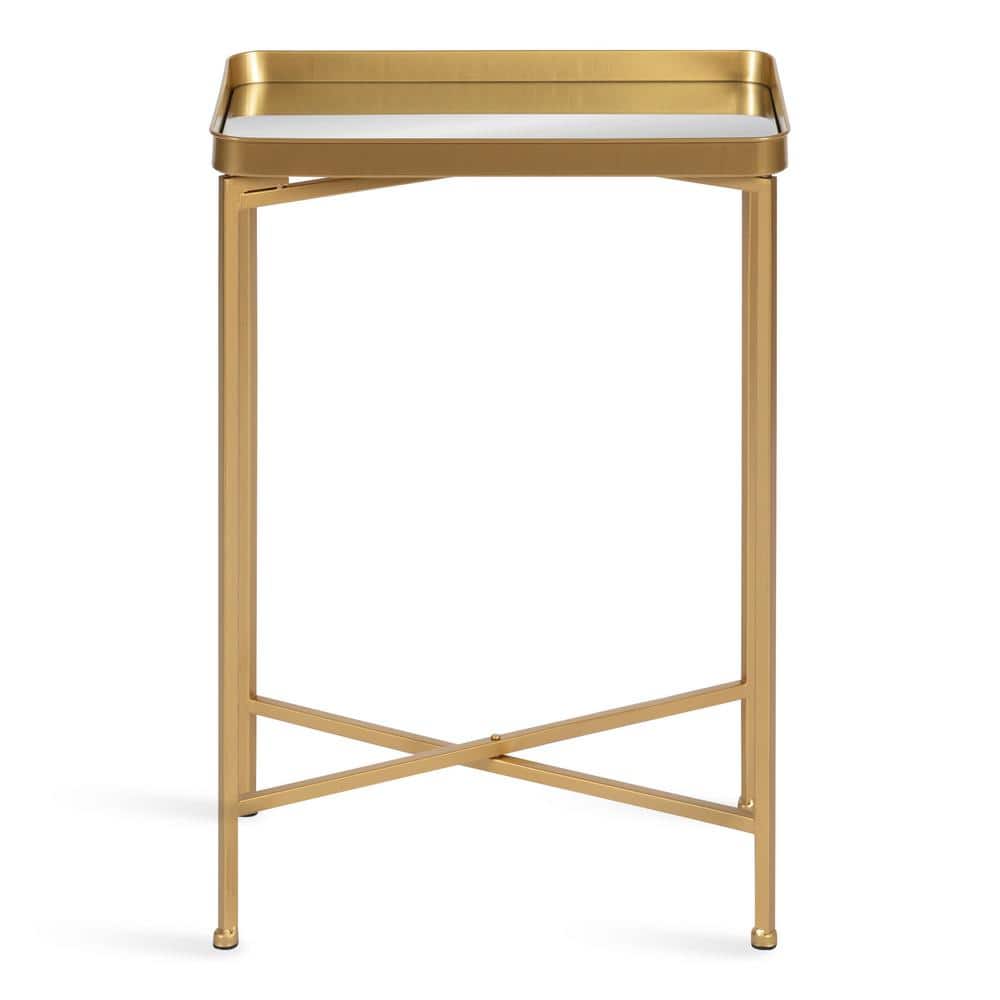 Celia Gold Metal and Mirrored Foldable Accent Table