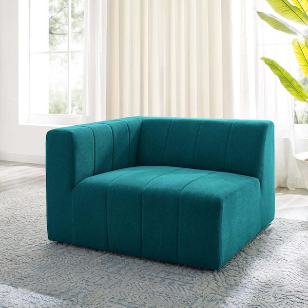 MODWAY Bartlett Teal Upholstered Fabric Left-Arm Chair