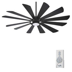 Windmolen 65 in. Integrated LED Indoor/Outdoor Textured Coal Smart Ceiling Fan with Light Kit with Remote Control