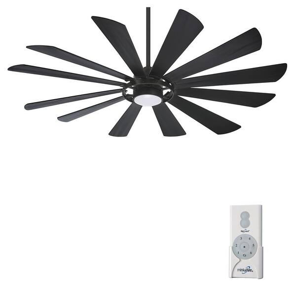 MINKA-AIRE Windmolen 65 in. Integrated LED Indoor/Outdoor Textured Coal Smart Ceiling Fan with Light Kit with Remote Control