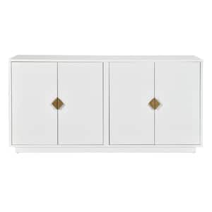 White and MDF 60 in. Sideboard with Adjustable Shelves