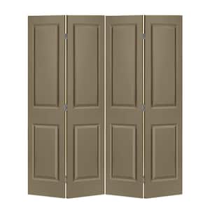 48 in. x 80 in. 2 Panel Olive Green Painted MDF Composite Bi-Fold Double Closet Door with Hardware Kit