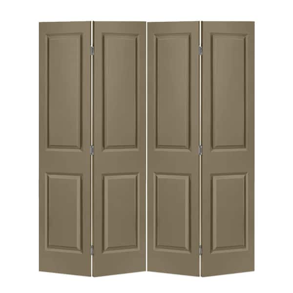 CALHOME 48 in. x 80 in. 2 Panel Olive Green Painted MDF Composite Bi-Fold Double Closet Door with Hardware Kit