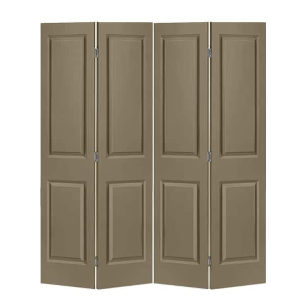 CALHOME 72 in. x 80 in. 2 Panel Olive Green Painted MDF Composite Bi-Fold Double Closet Door with Hardware Kit