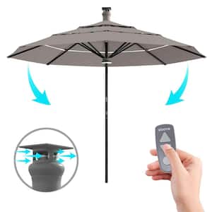 Height Series 11 ft. Smart Market Patio Umbrella, Remote Controlled, LED Light, Wind Sensor - Sunbrella Spectrum Dove