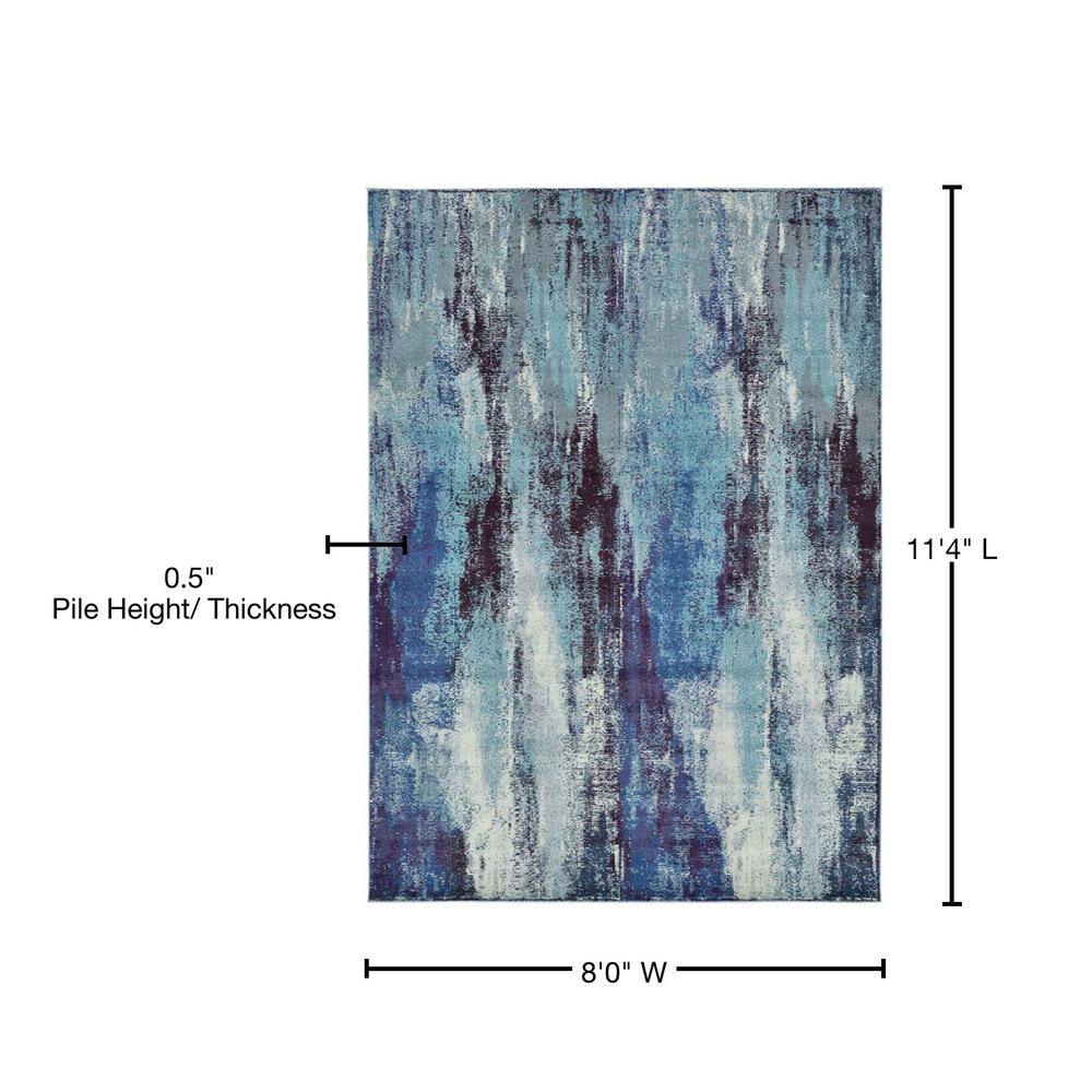 Blue and Gray Abstract Rectangular Area Rug