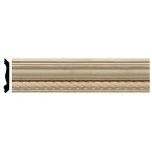 2-3/8 in. x 94-1/2 in. x 2-1/4 in. Unfinished Wood Maple Andrea Rope Carved Crown Moulding