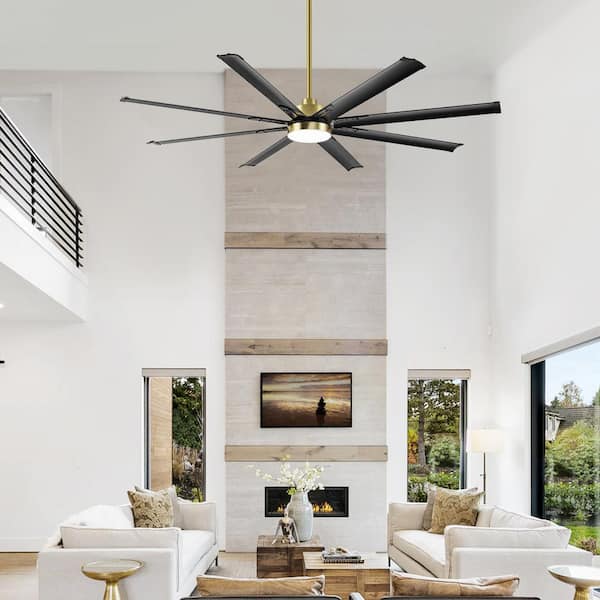 Oscar 72 in. (6 ft.) Integrated LED Indoor Black-Aluminum-Blade Gold Ceiling Fan with Light and Remote Control Included