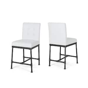 Commonwealth 38.8 in. White Upholstered Bar Stool (Set of 2)