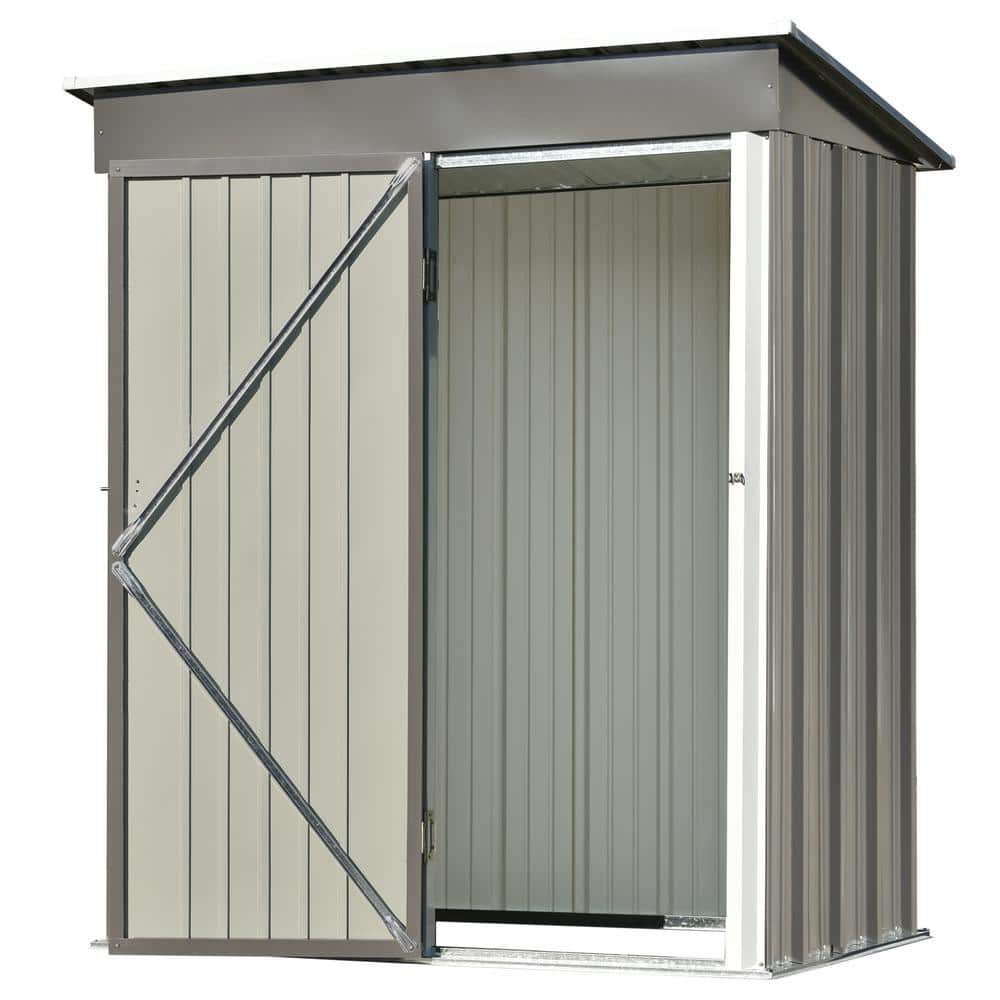 5 ft. x 3 ft. Garden Shed Metal Lean-to Storage Shed with Lockable Door Too