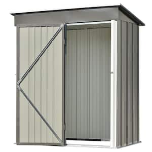 5 ft. x 3 ft. Garden Shed Metal Lean-to Storage Shed with Lockable Door Tool Cabinet for Garden in Gray Cover 14 sq. ft.
