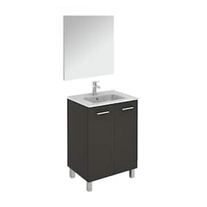 Logic 23.6 in. W x 18.0 in. D x 33.0 in. H Bath Vanity in Anthracite with Ceramic Vanity Top in White with Mirror