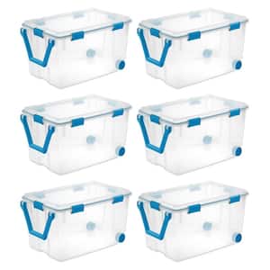 120 qt. Plastic Home Storage Box with Latching Lid in Clear, 6-Pack