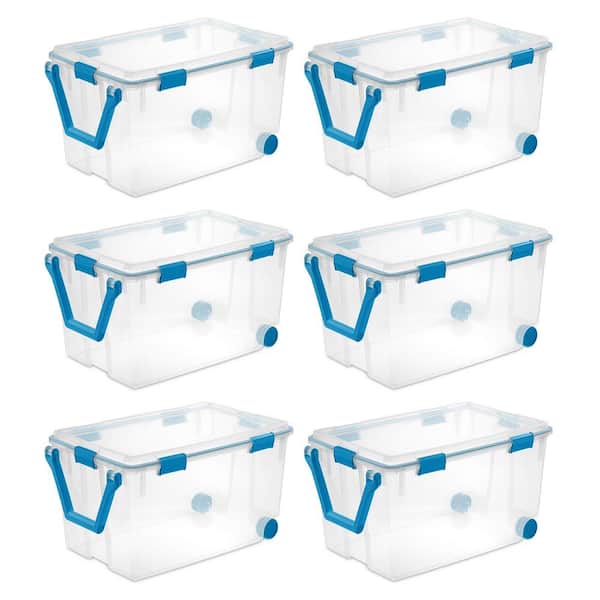 Sterilite 120 qt. Plastic Home Storage Box with Latching Lid in Clear, 6-Pack