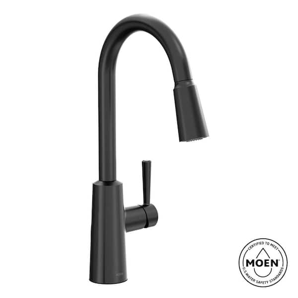MOEN Riley Single Handle Pull-Down Sprayer Kitchen Faucet with Reflex and Power Clean in Matte Black