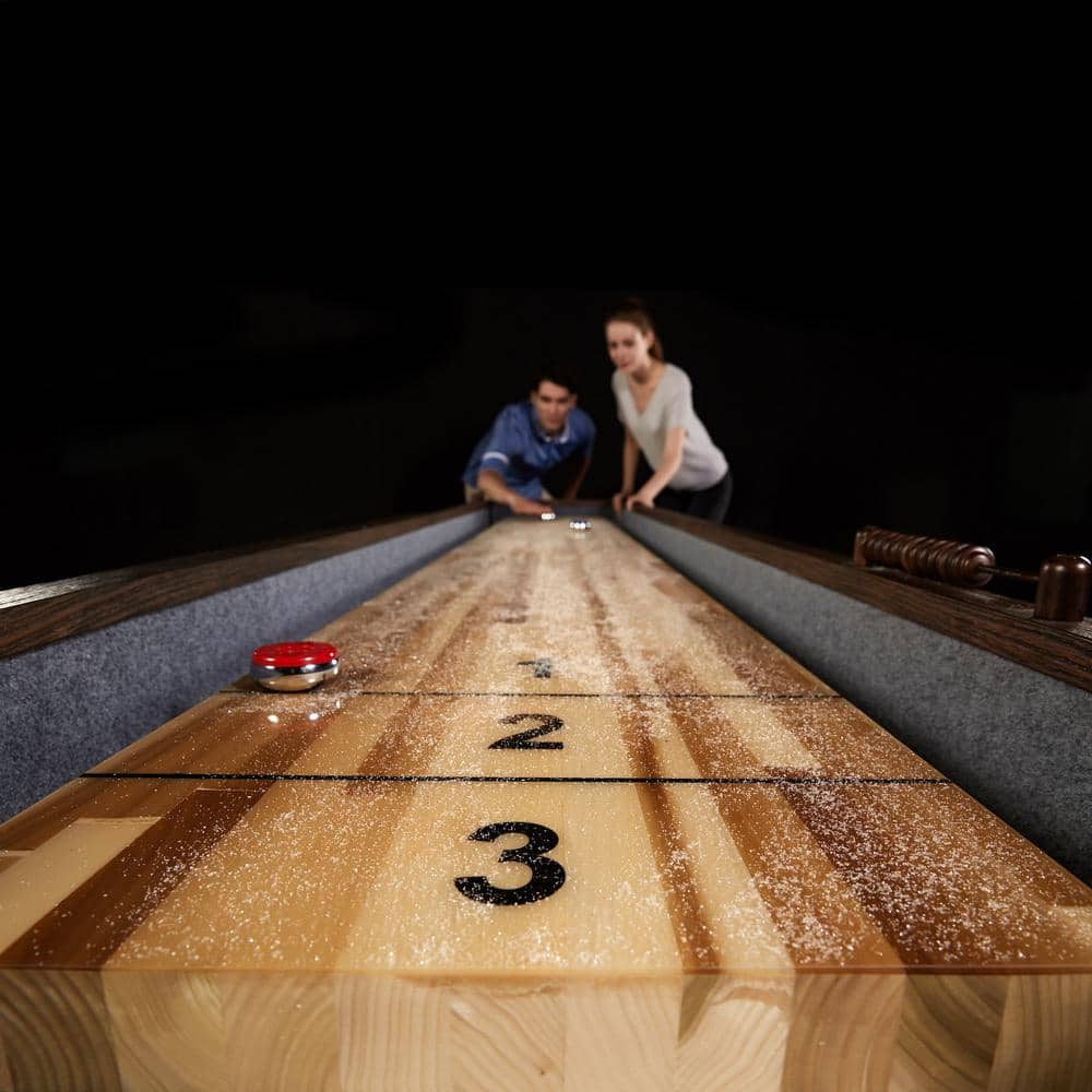 Barrington 12-Foot Rustic Wood Shuffleboard Table with Storage