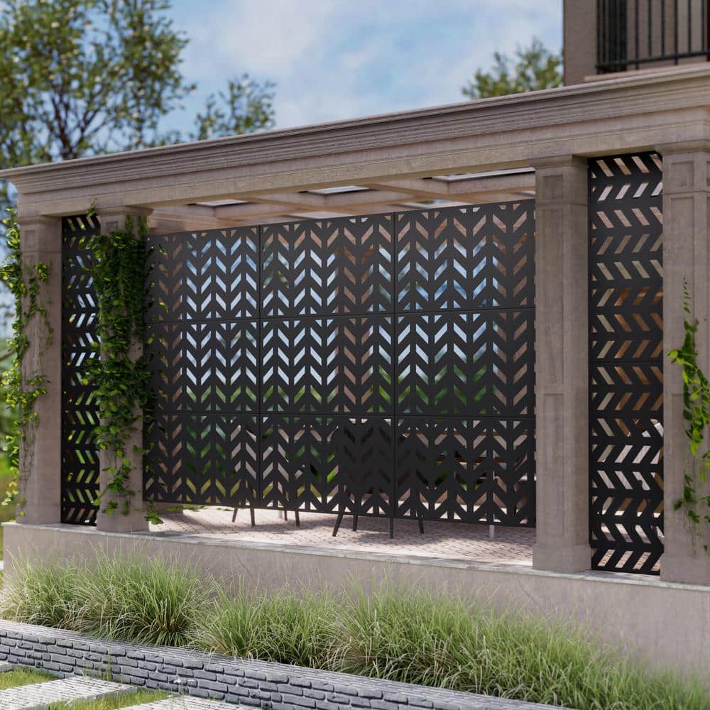 Keith 72 in. Galvanized Metal Outdoor Privacy Screens Outdoor Garden Fence in Black price history on PriceWatchPro