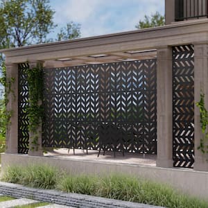 Keith 72 in. Galvanized Metal Outdoor Privacy Screens Outdoor Garden Fence in Black