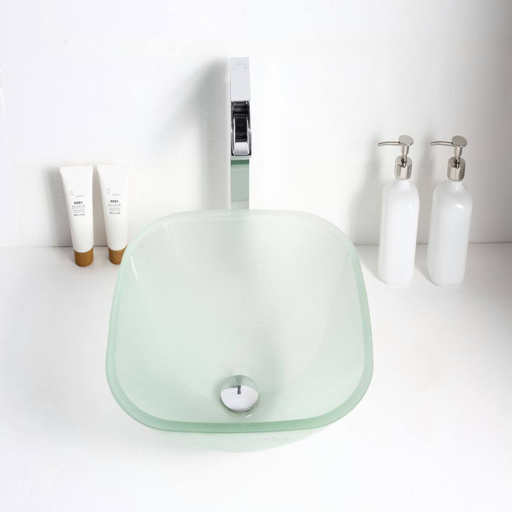 Frosted Glass Square Above-Counter Vessel Sink