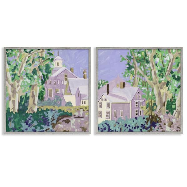 Stupell Industries Quaint Scenic Houses by Melissa Wang 2 Pieces Gray Framed Nature Giclee Art Print 17 in. x 17 in.