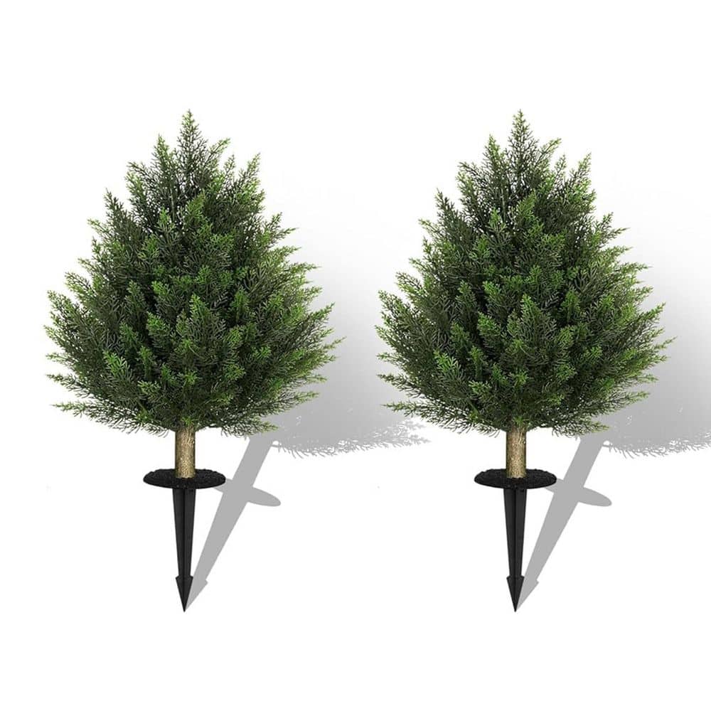 Vitalismo 2-Sets 2 ft. Artificial Cedar Bush Shrubs with Ground