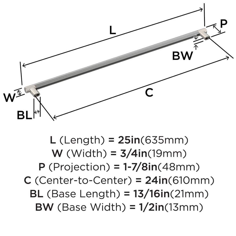 Polished Nickel and Stainless Steel 24-inch Modern Appliance Pull