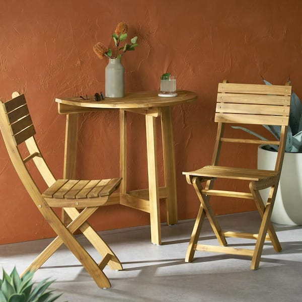 3-Piece Wood Folding Outdoor Bistro Set-Space-Saving, Durable, and Stylish